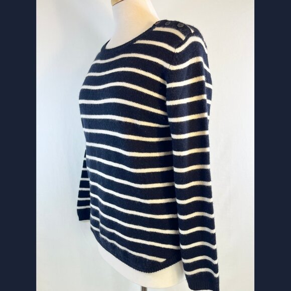 Chinti and Parker Blue and White Striped Cashmere Sweater - Size M - Picture 2 of 14
